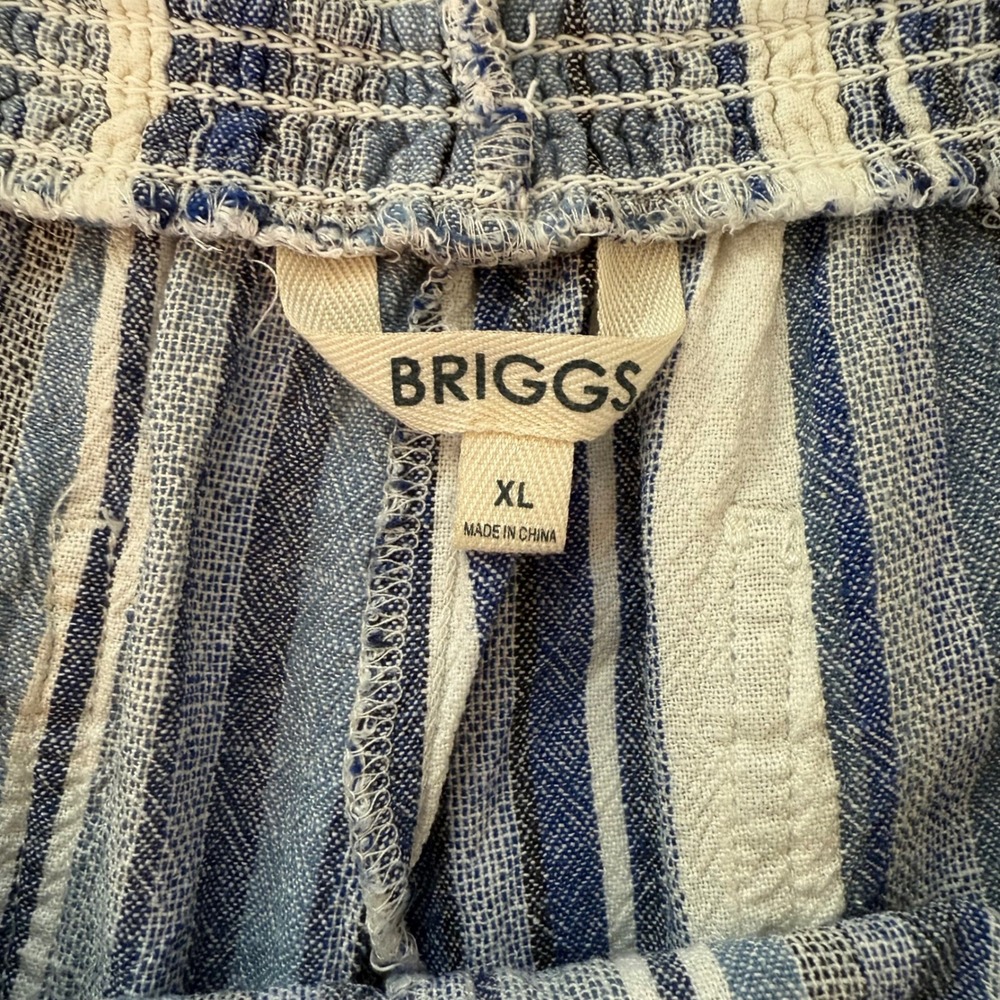 Briggs Linen Blend Shorts Striped Smocked Waist Casual Tassel XL - Picture 3 of 8